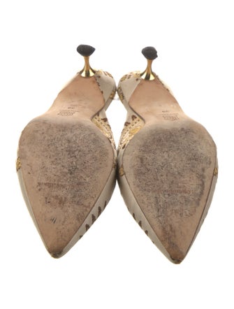 Manolo Blahnik Satin Printed Mules