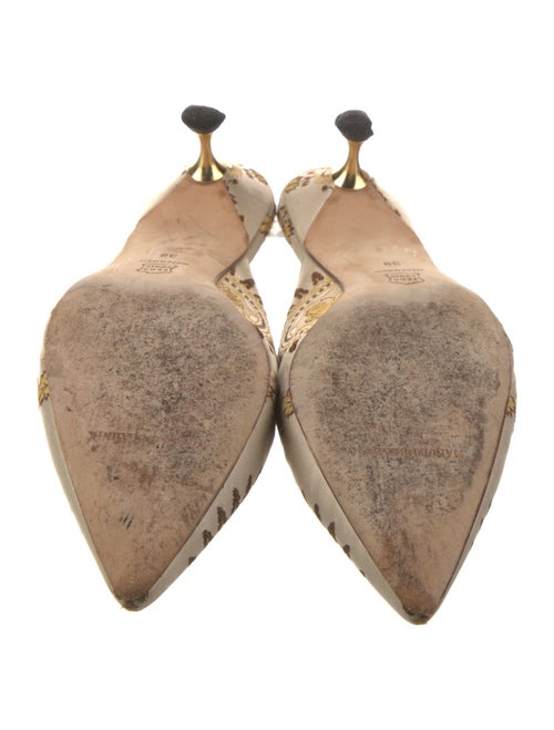 Manolo Blahnik Satin Printed Mules