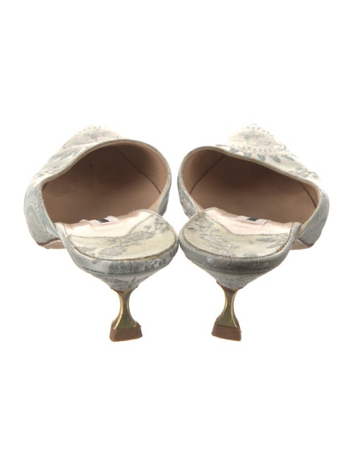 Manolo Blahnik Satin Floral Print Mules