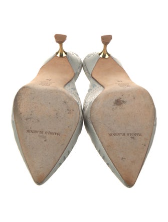 Manolo Blahnik Satin Floral Print Mules