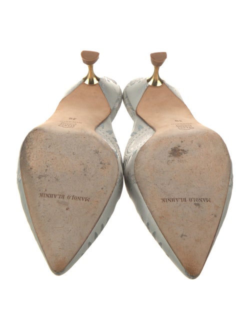 Manolo Blahnik Satin Floral Print Mules