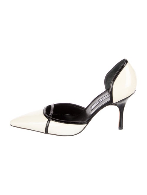 Manolo Blahnik Patent Leather Colorblock Pattern Slingback Pumps