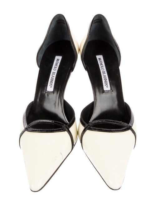 Manolo Blahnik Patent Leather Colorblock Pattern Slingback Pumps