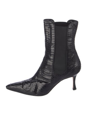 Manolo Blahnik Snakeskin Animal Print Chelsea Boots