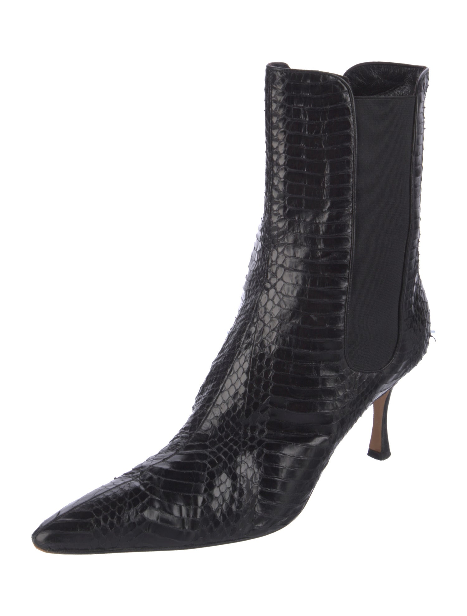 Manolo Blahnik Snakeskin Animal Print Chelsea Boots