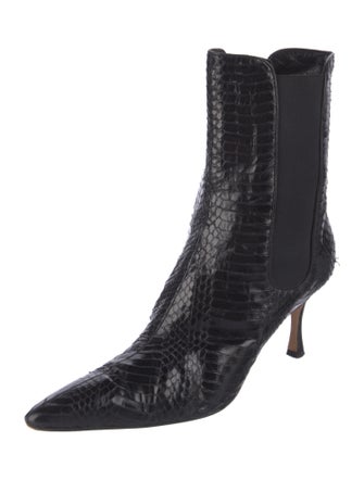 Manolo Blahnik Snakeskin Animal Print Chelsea Boots