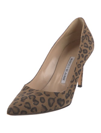 Manolo Blahnik Suede Animal Print Pumps