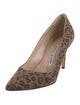 Manolo Blahnik Suede Animal Print Pumps