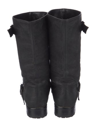 Manolo Blahnik Leather Moto Boots