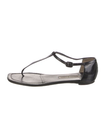 Manolo Blahnik Patent Leather T-Strap Sandals