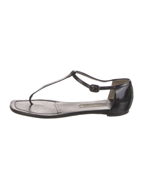Manolo Blahnik Patent Leather T-Strap Sandals