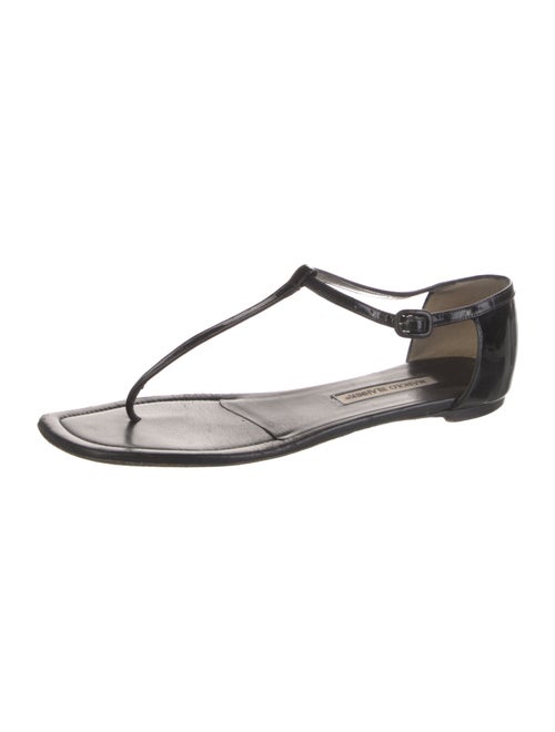 Manolo Blahnik Patent Leather T-Strap Sandals