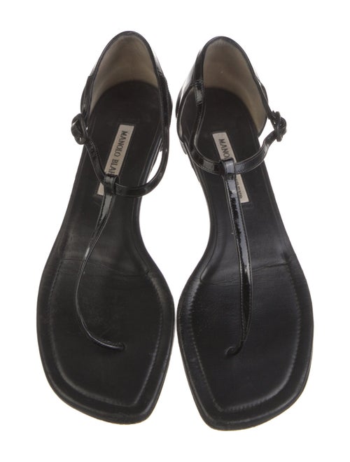 Manolo Blahnik Patent Leather T-Strap Sandals