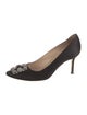 Manolo Blahnik Satin Crystal Embellishments Pumps