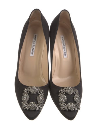 Manolo Blahnik Satin Crystal Embellishments Pumps