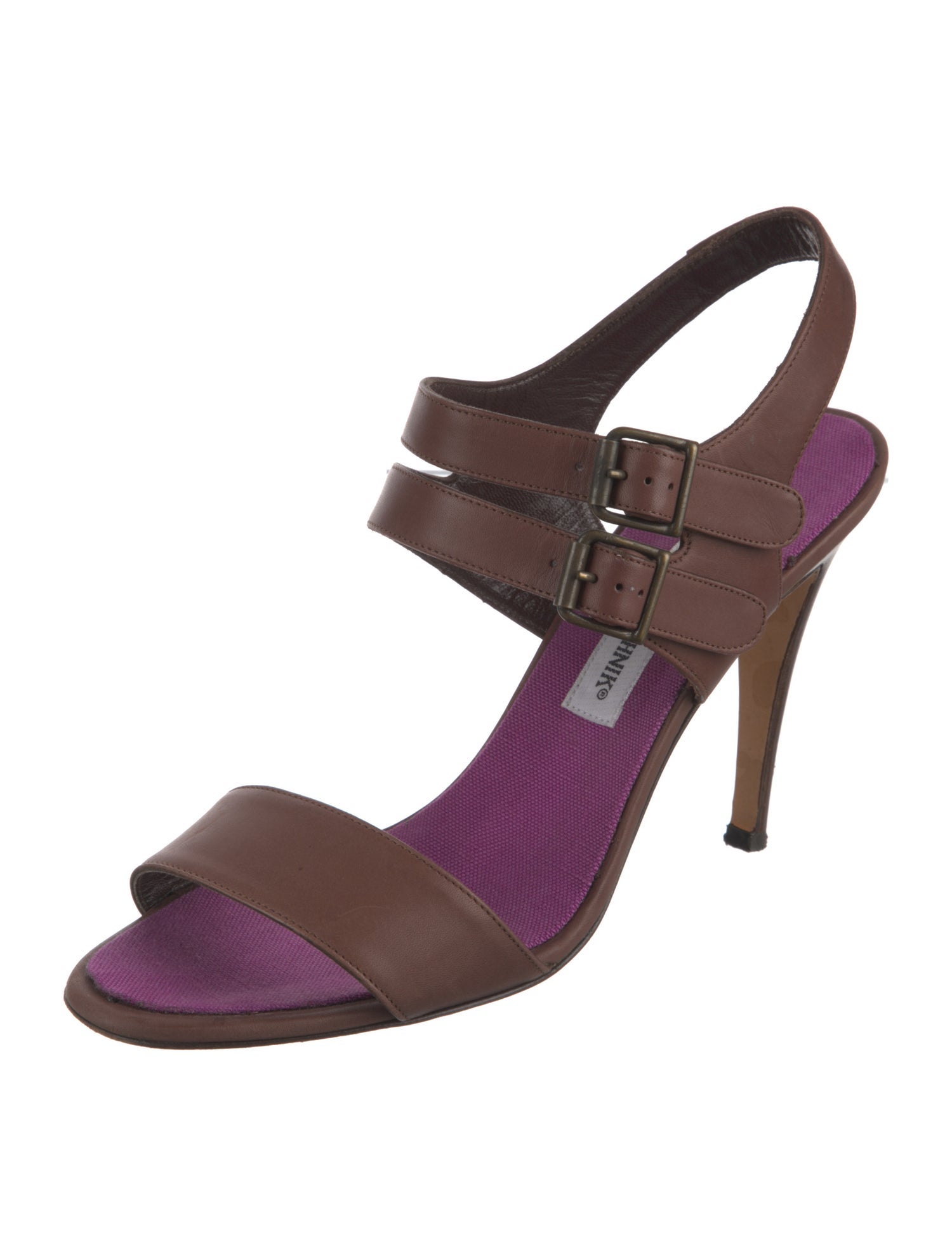 Manolo Blahnik Leather Slingback Sandals