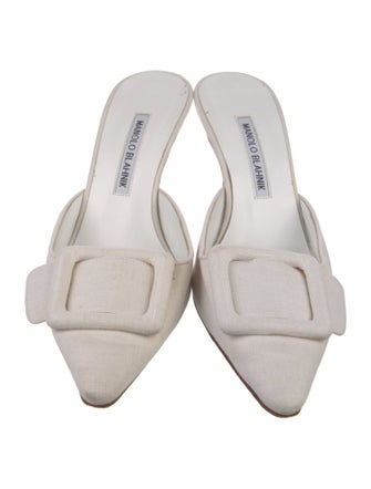 Manolo Blahnik Canvas Mules