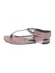 Manolo Blahnik Plaid Print T-Strap Sandals