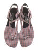 Manolo Blahnik Plaid Print T-Strap Sandals