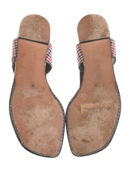 Manolo Blahnik Plaid Print T-Strap Sandals