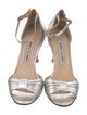 Manolo Blahnik Leather Pleated Accents Sandals