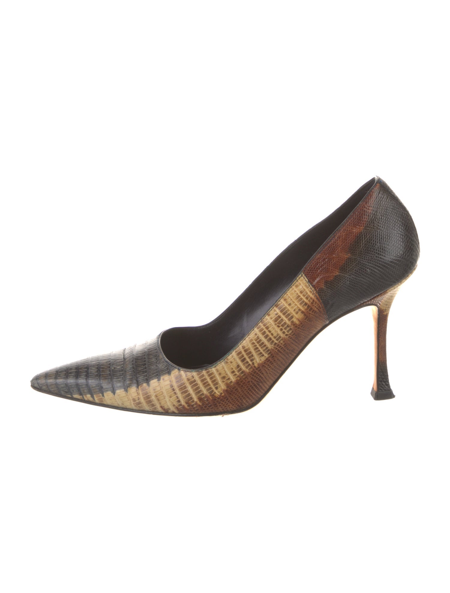 Manolo Blahnik Lizard Animal Print Pumps