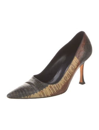 Manolo Blahnik Lizard Animal Print Pumps