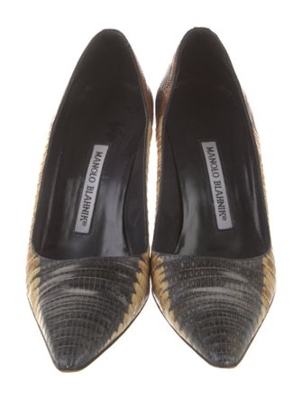Manolo Blahnik Lizard Animal Print Pumps