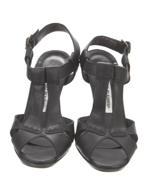 Manolo Blahnik Leather T-Strap Sandals