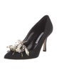Manolo Blahnik Satin Crystal Embellishments Pumps
