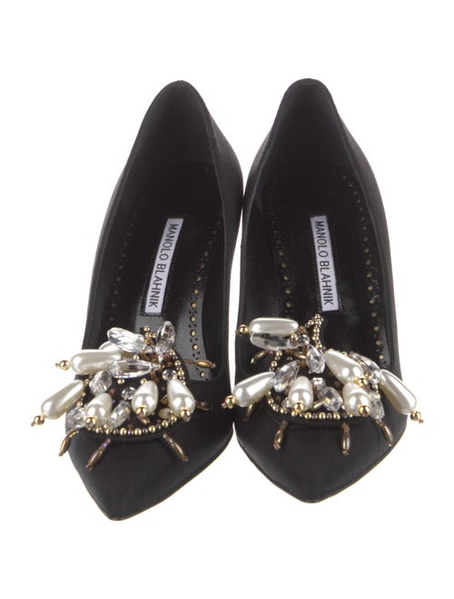 Manolo Blahnik Satin Crystal Embellishments Pumps