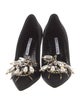 Manolo Blahnik Satin Crystal Embellishments Pumps