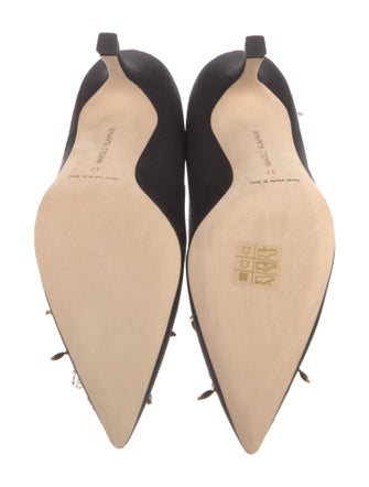 Manolo Blahnik Satin Crystal Embellishments Pumps