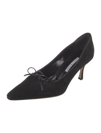 Manolo Blahnik Suede Bow Accents Pumps