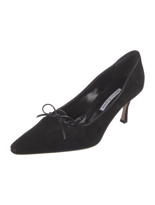 Manolo Blahnik Suede Bow Accents Pumps