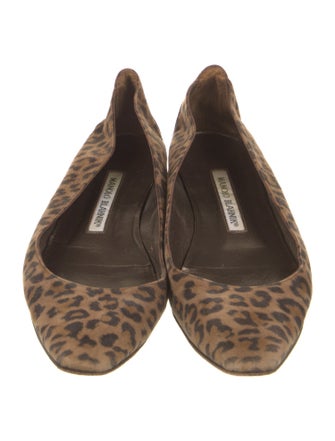Manolo Blahnik Suede Animal Print Flats