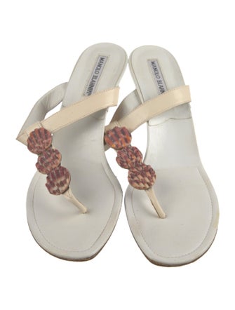 Manolo Blahnik Leather T-Strap Sandals