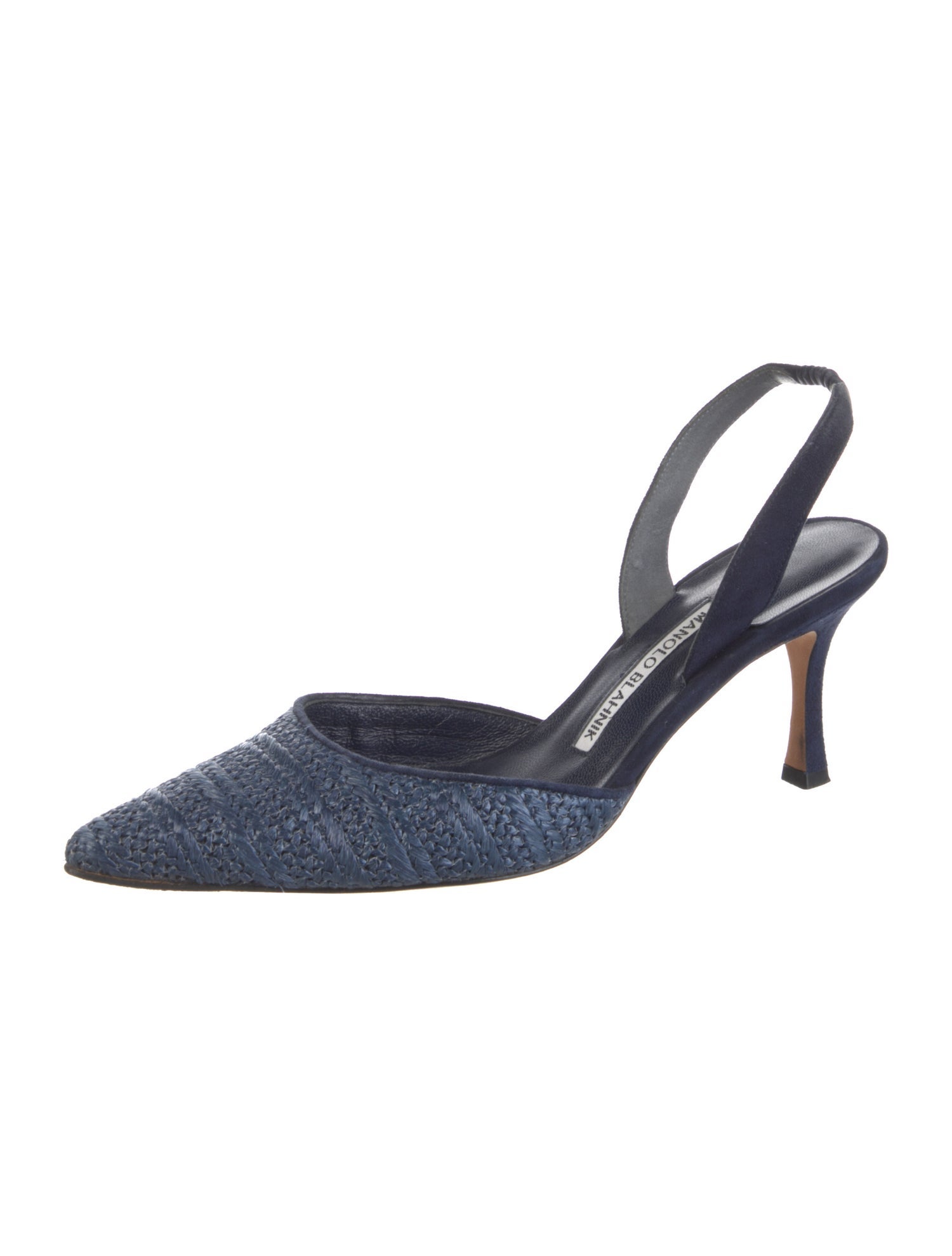 Manolo Blahnik Raffia Colorblock Pattern Slingback Pumps