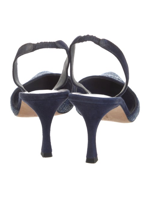 Manolo Blahnik Raffia Colorblock Pattern Slingback Pumps