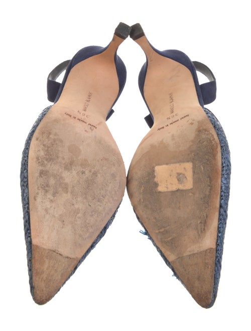 Manolo Blahnik Raffia Colorblock Pattern Slingback Pumps