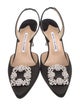 Manolo Blahnik Satin Crystal Embellishments Slingback Pumps