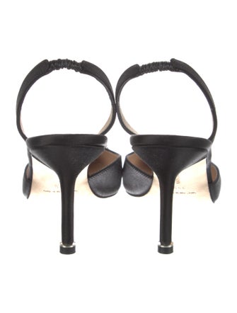 Manolo Blahnik Satin Crystal Embellishments Slingback Pumps