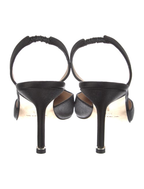 Manolo Blahnik Satin Crystal Embellishments Slingback Pumps