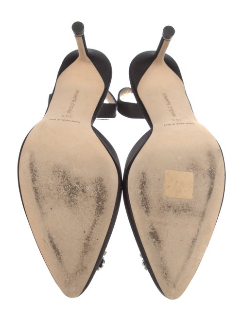 Manolo Blahnik Satin Crystal Embellishments Slingback Pumps