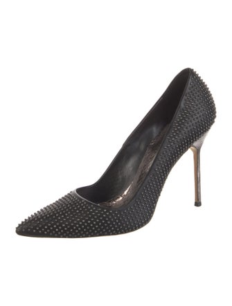 Manolo Blahnik Leather Studded Accents Pumps