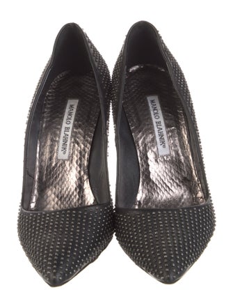 Manolo Blahnik Leather Studded Accents Pumps