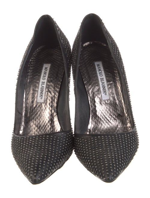 Manolo Blahnik Leather Studded Accents Pumps