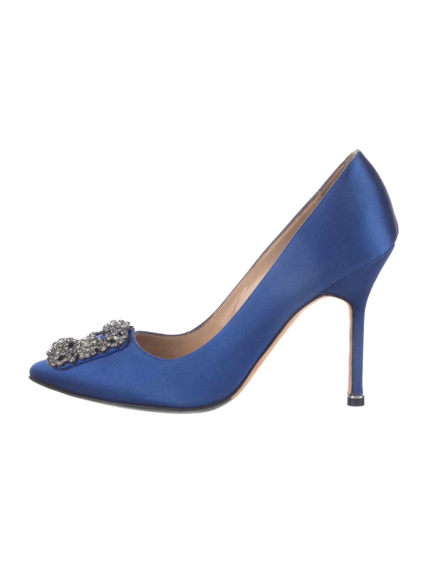 Manolo Blahnik Satin Crystal Embellishments Pumps