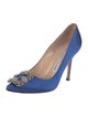 Manolo Blahnik Satin Crystal Embellishments Pumps