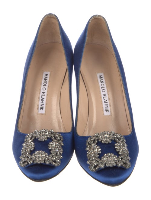 Manolo Blahnik Satin Crystal Embellishments Pumps